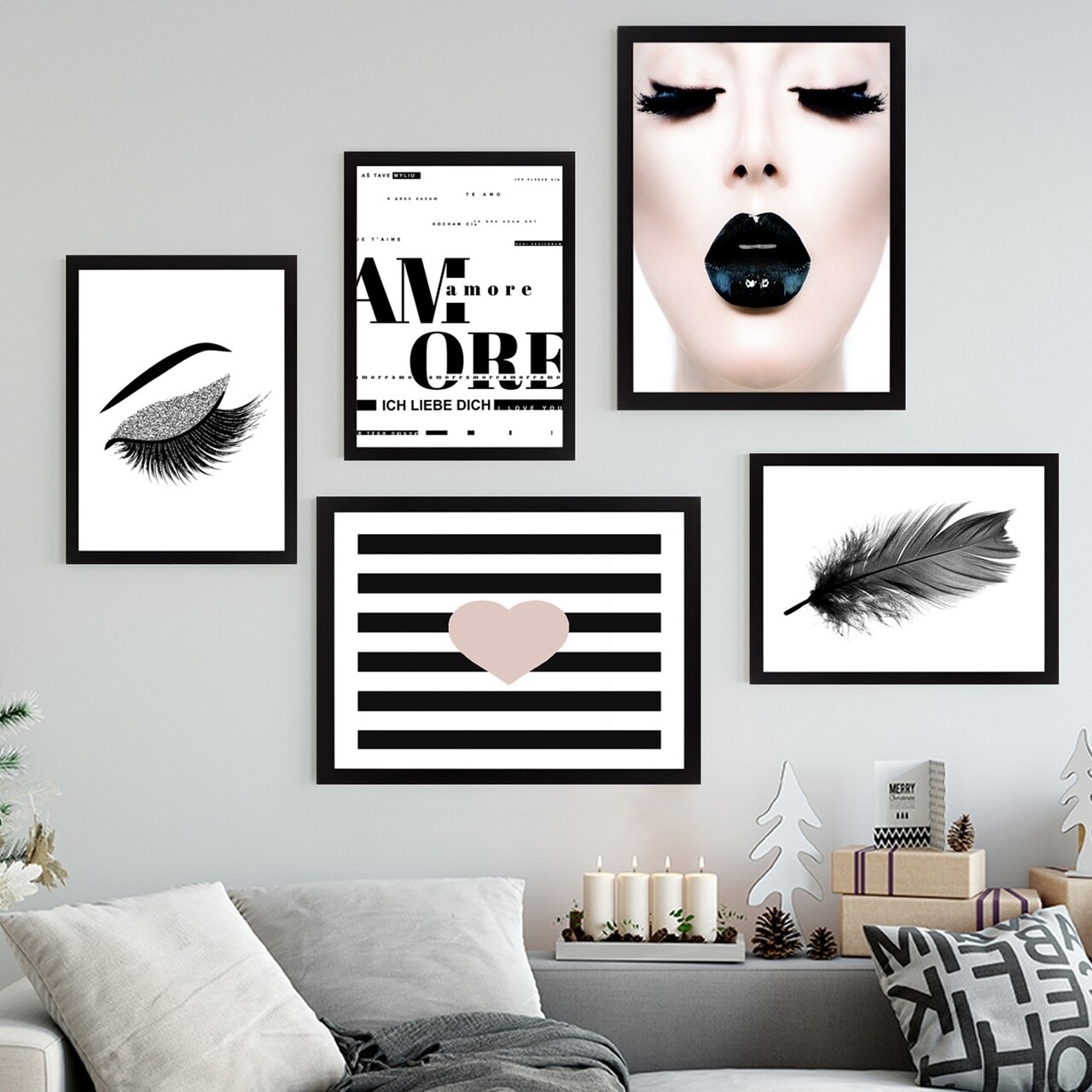 Set 5 tablouri decorative, SET_027, Lulu, 24x29 cm/34x44 cm, plastic - imagine 4